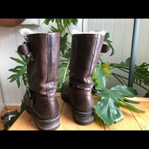 Frye Boots: Natalie Mid Engineer Lug Shearling